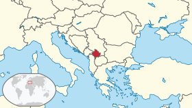 Location of Kosovo within southeastern Europe